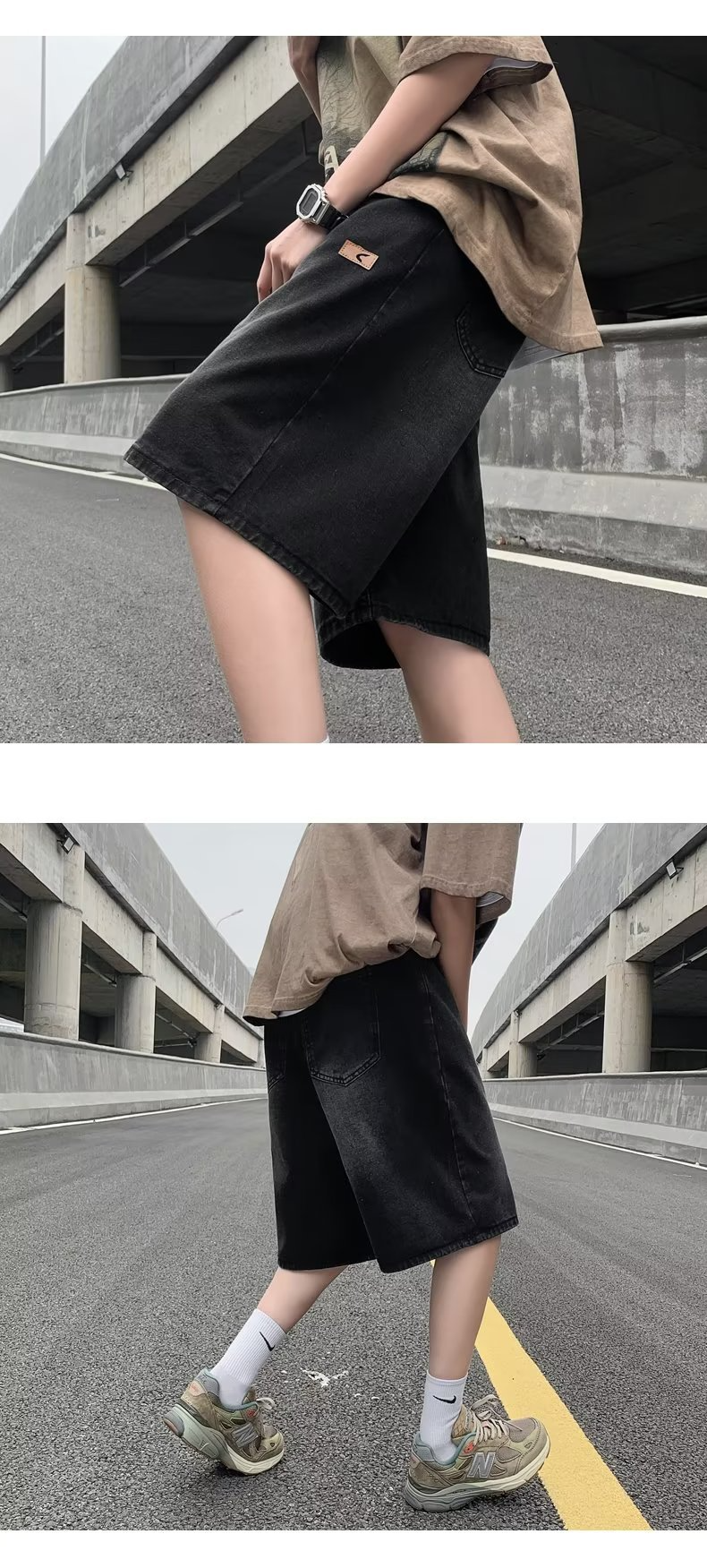 Vintage Washed Wide-Leg Denim Shorts