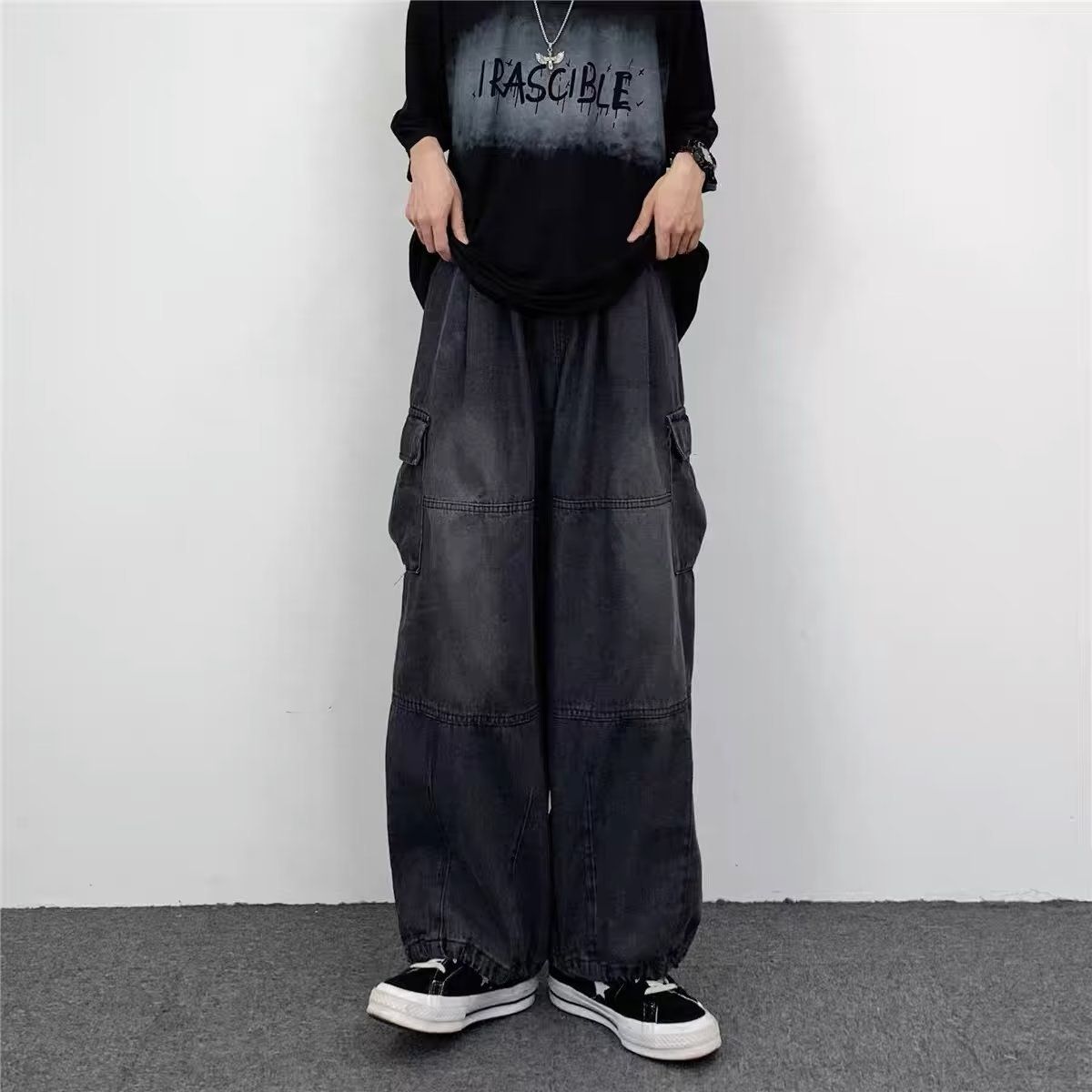 Loose Fit Vintage Denim Cargo Pants