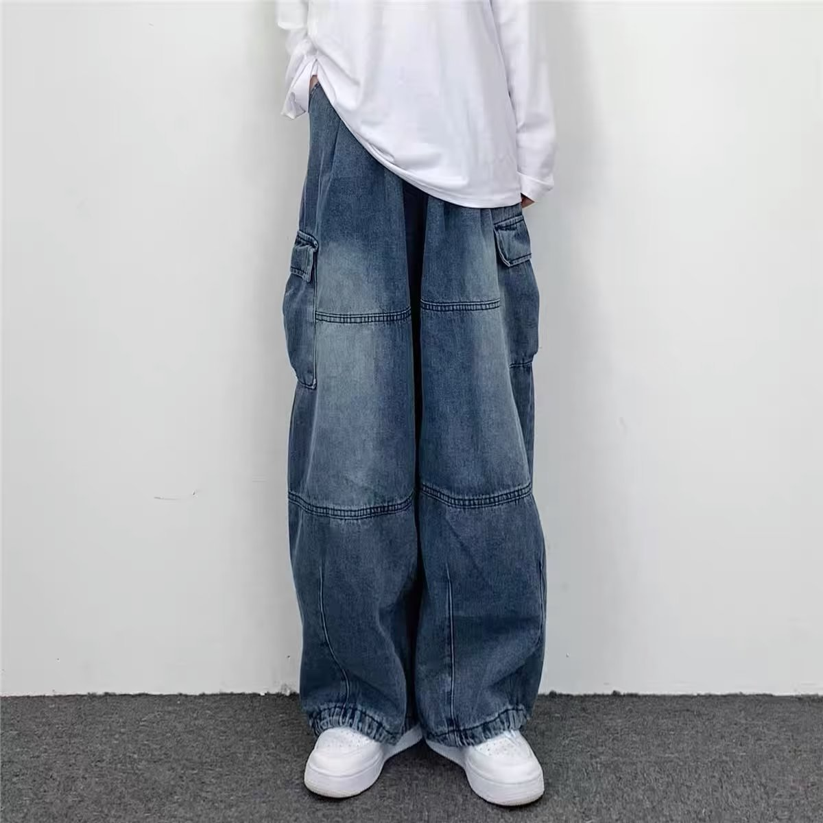 Loose Fit Vintage Denim Cargo Pants