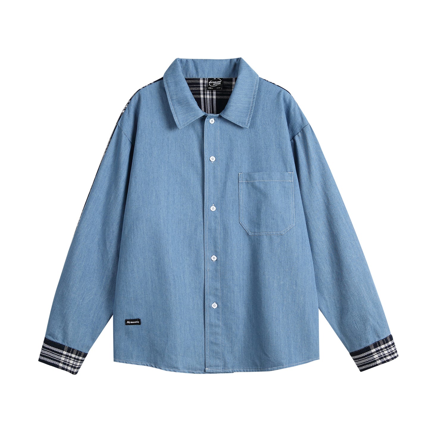 Two-Tone Patchwork Denim Shirt