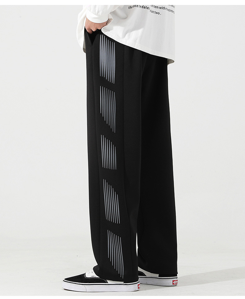 Reflective Stripe Wide-leg Track Pants