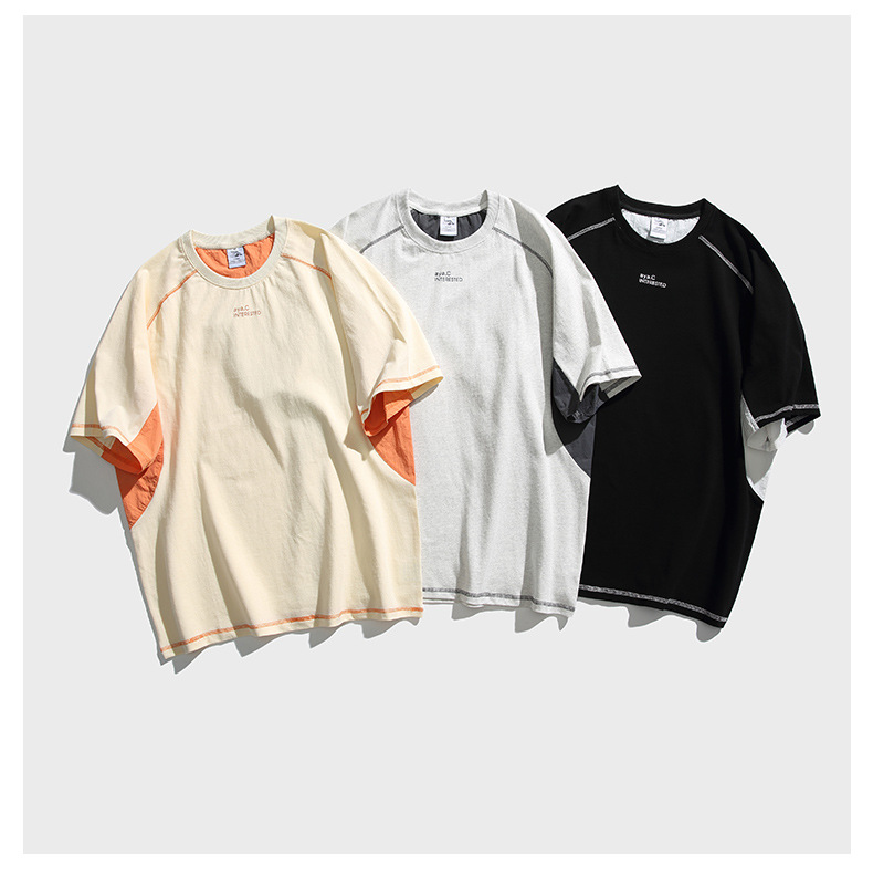 Contrast Fabric Panel Raglan T-Shirt