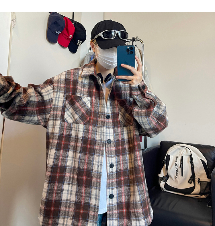 Oversized Vintage Check Flannel Shirt