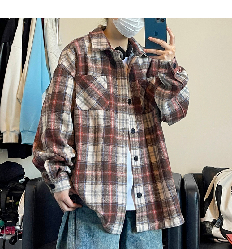 Oversized Vintage Check Flannel Shirt