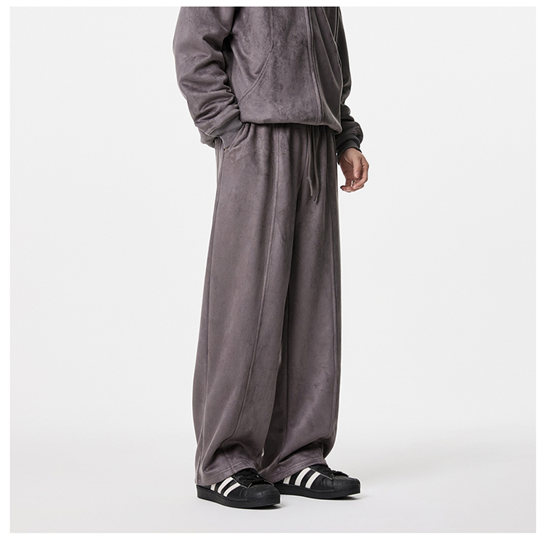 Velour Relaxed Wide-Leg Pants