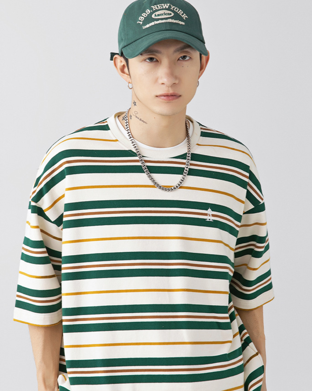 Retro Border Loose Fit Striped Tee