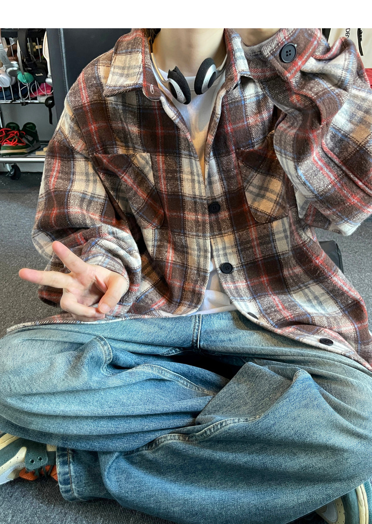 Oversized Vintage Check Flannel Shirt
