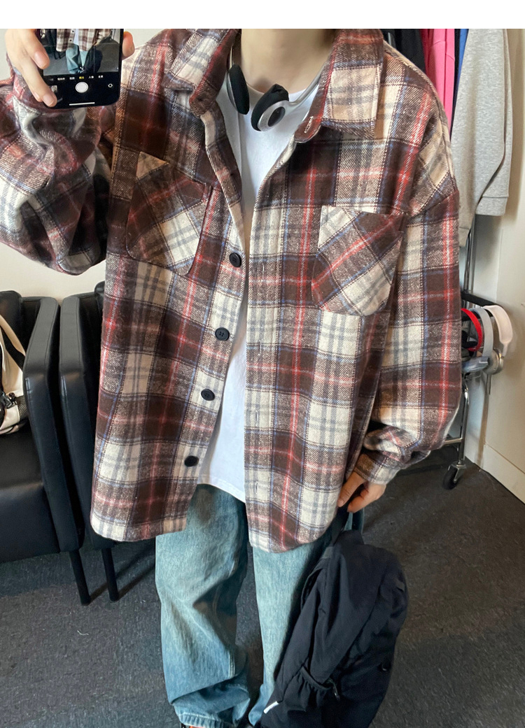 Oversized Vintage Check Flannel Shirt