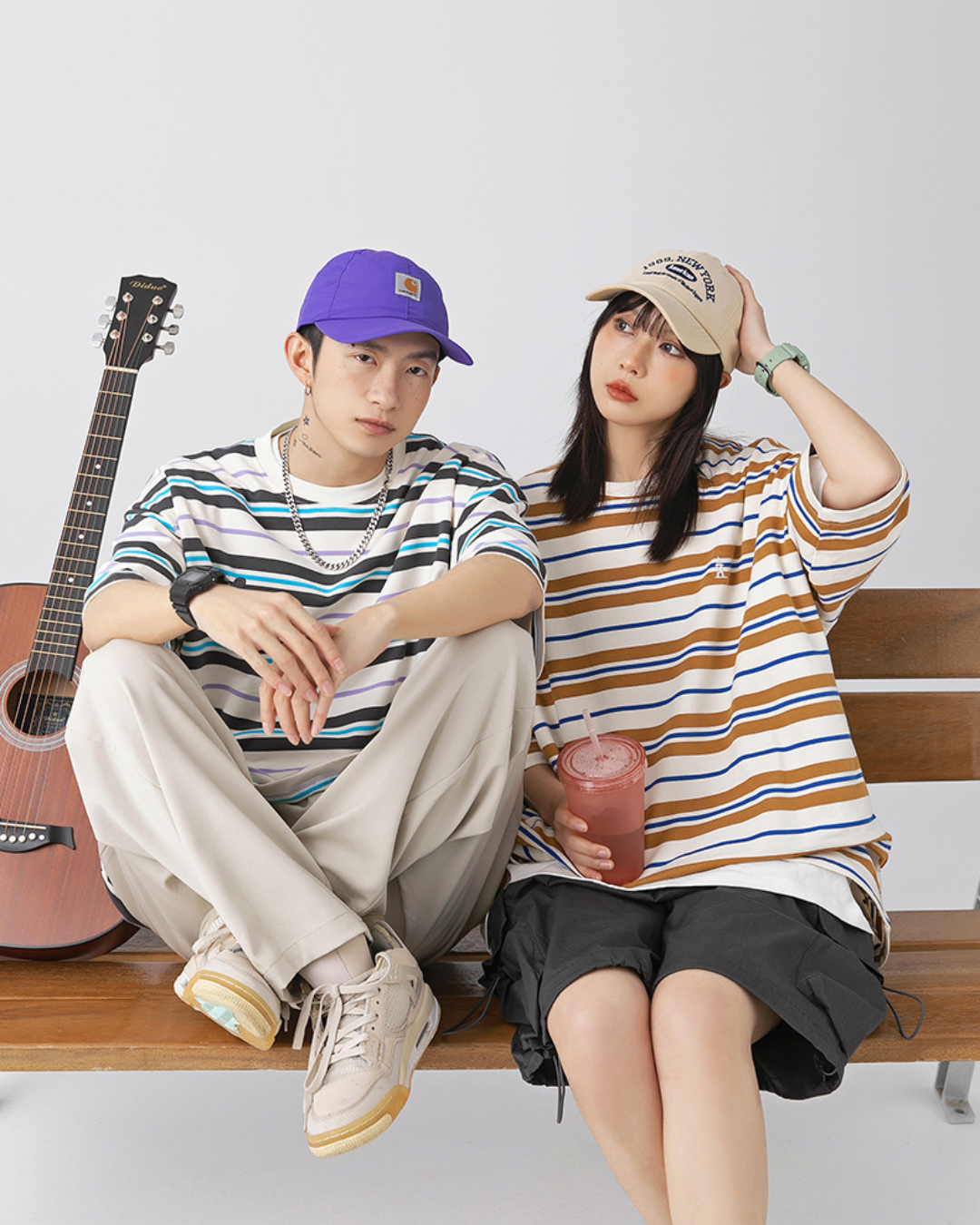 Retro Border Loose Fit Striped Tee
