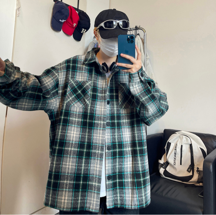 Oversized Vintage Check Flannel Shirt