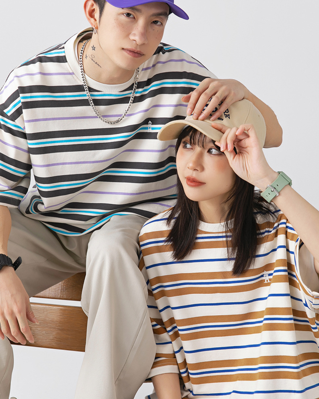 Retro Border Loose Fit Striped Tee