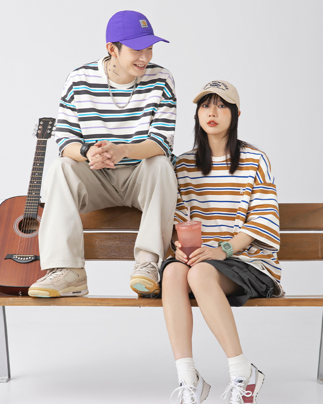 Retro Border Loose Fit Striped Tee