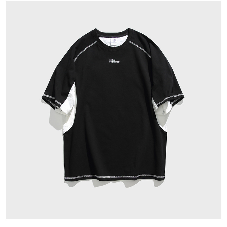 Contrast Fabric Panel Raglan T-Shirt