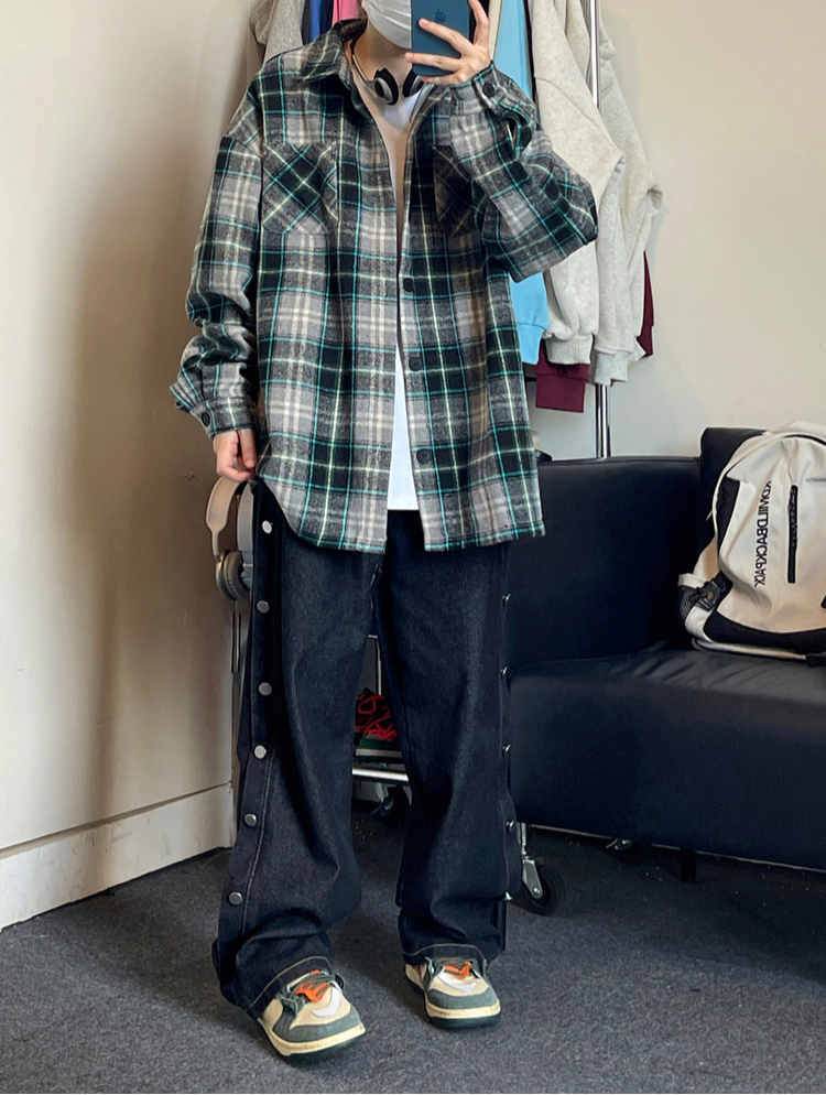 Oversized Vintage Check Flannel Shirt