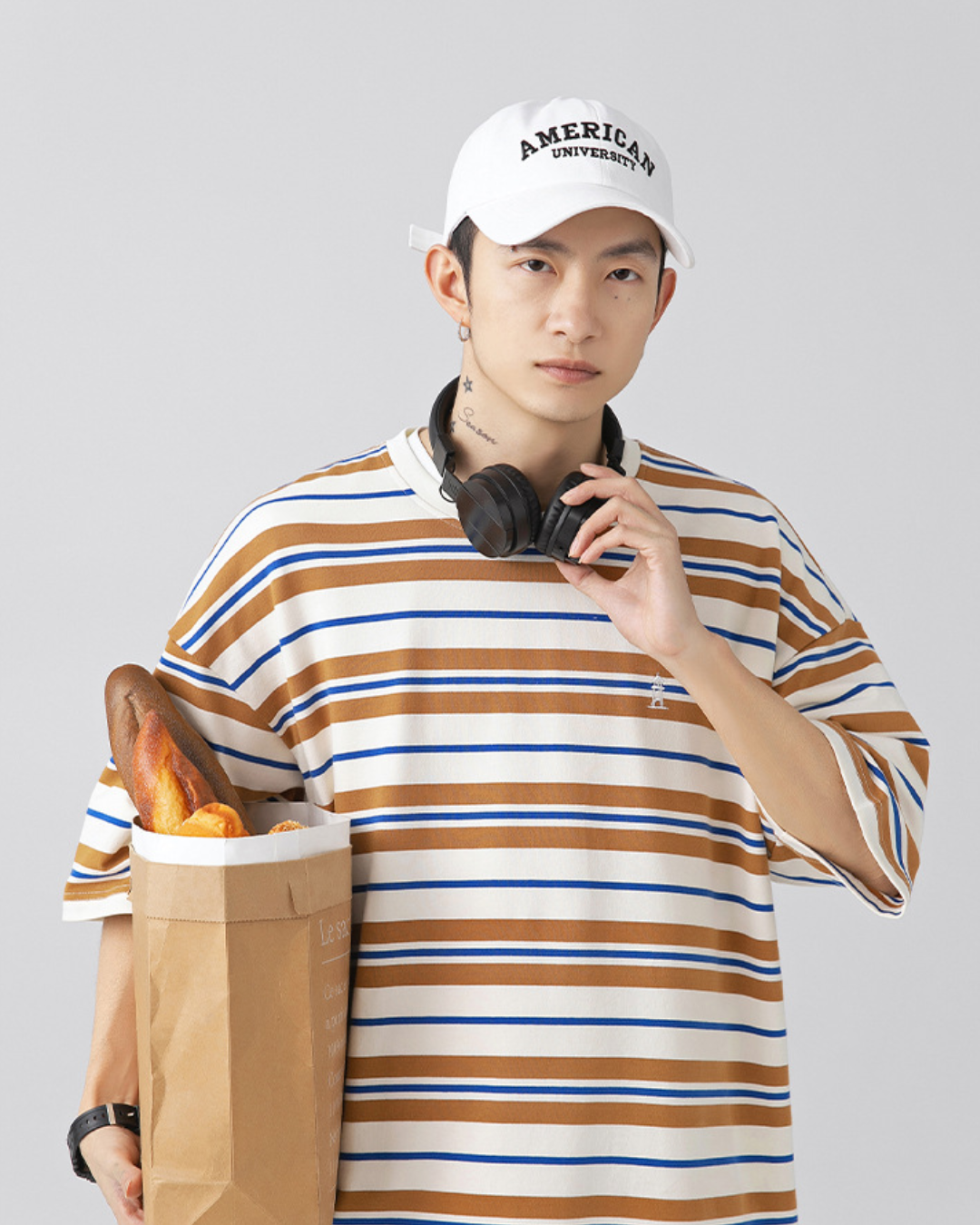 Retro Border Loose Fit Striped Tee