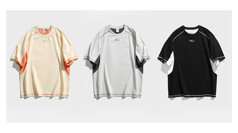 Contrast Fabric Panel Raglan T-Shirt