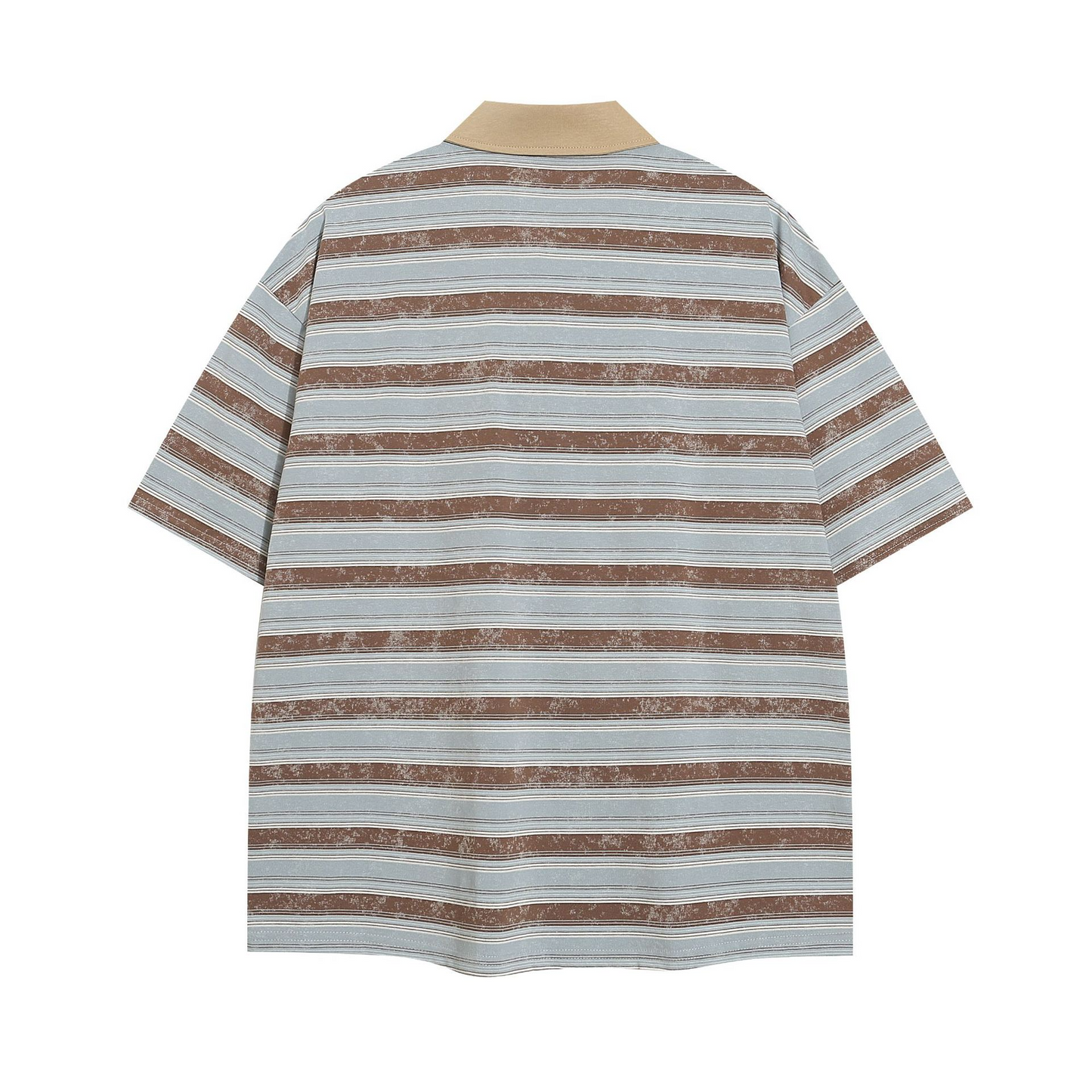 Lace-Up Striped Polo Shirt with Embroidered Pocket