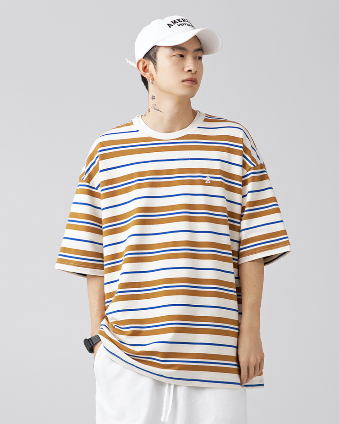 Retro Border Loose Fit Striped Tee