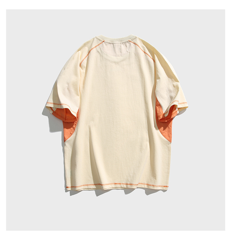 Contrast Fabric Panel Raglan T-Shirt