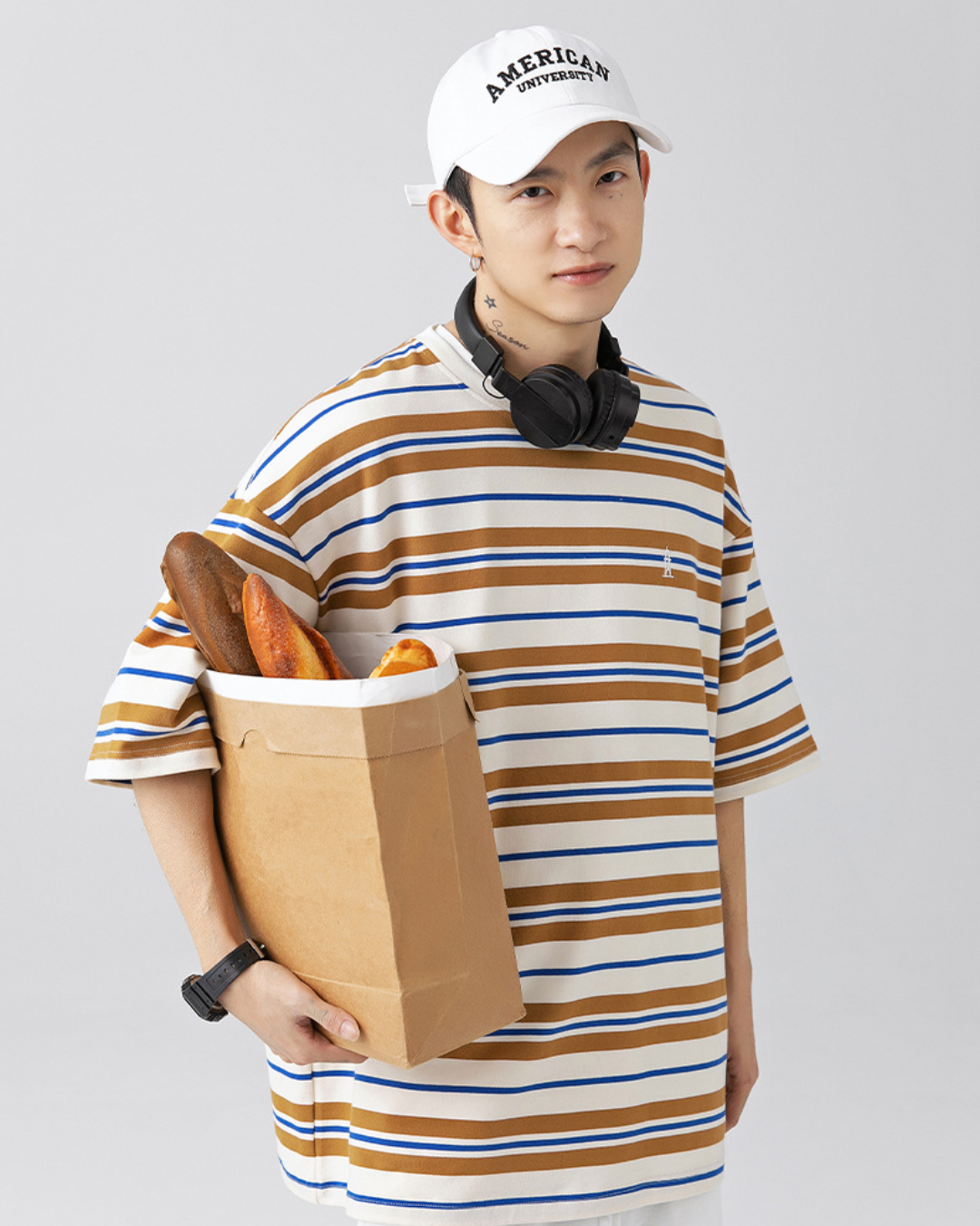Retro Border Loose Fit Striped Tee