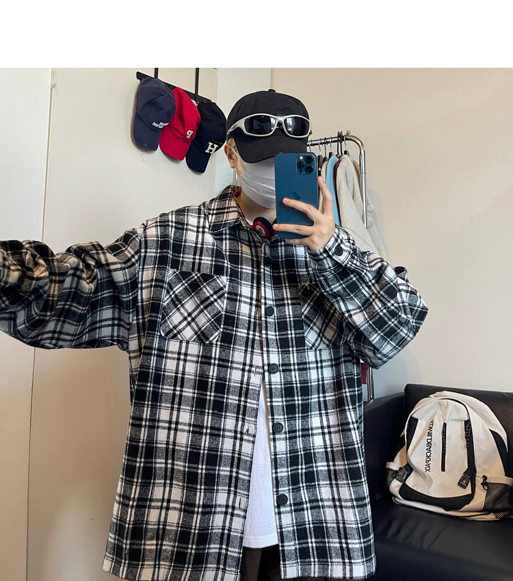 Oversized Vintage Check Flannel Shirt