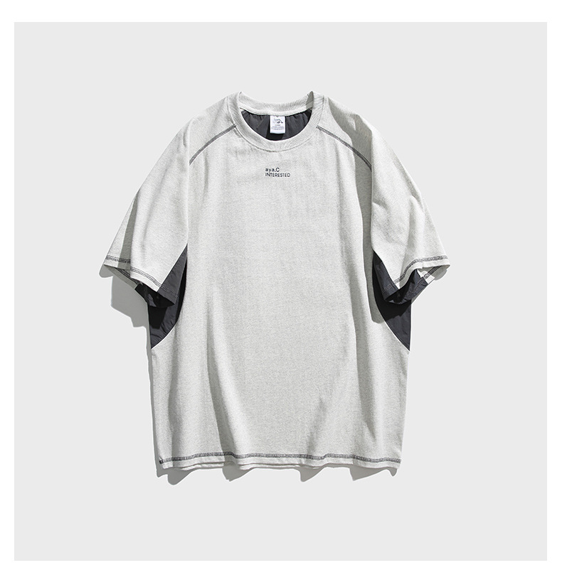 Contrast Fabric Panel Raglan T-Shirt