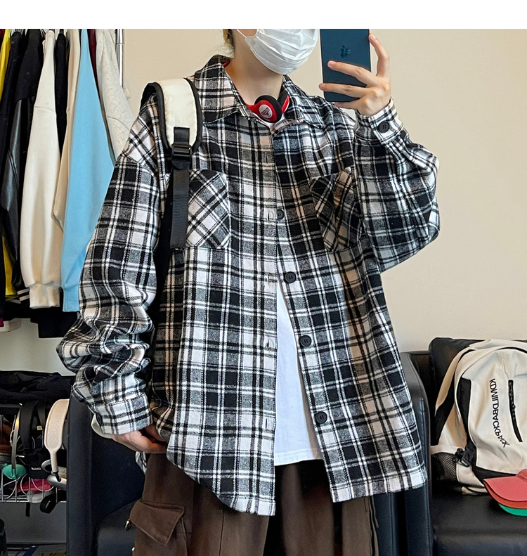 Oversized Vintage Check Flannel Shirt