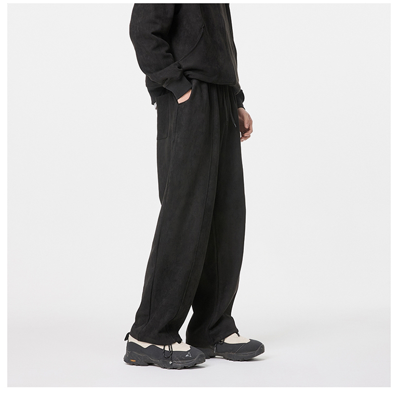 Velour Relaxed Wide-Leg Pants