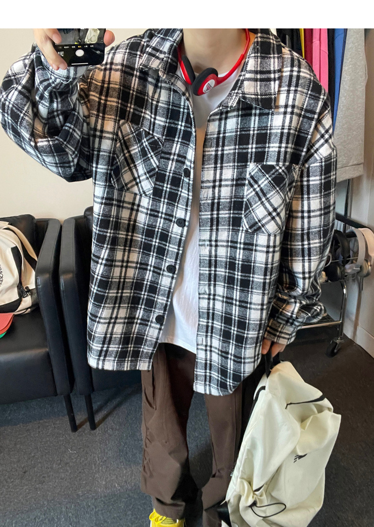 Oversized Vintage Check Flannel Shirt