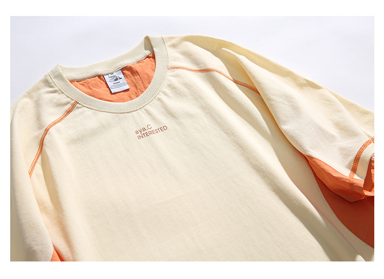 Contrast Fabric Panel Raglan T-Shirt