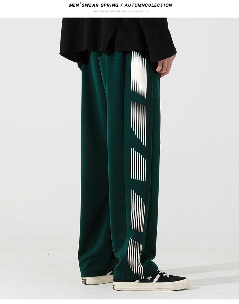 Reflective Stripe Wide-leg Track Pants