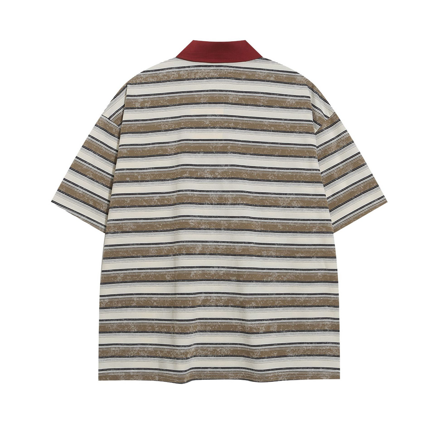 Lace-Up Striped Polo Shirt with Embroidered Pocket