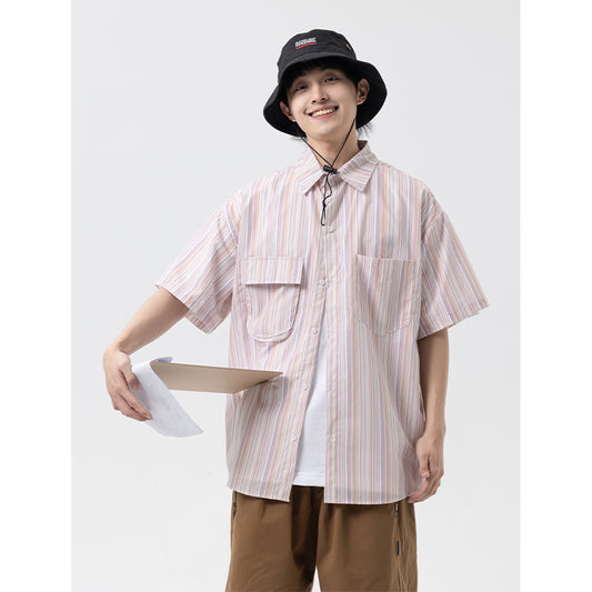 Multi-Stripe Relaxed Fit Short-Sleeve Shirt