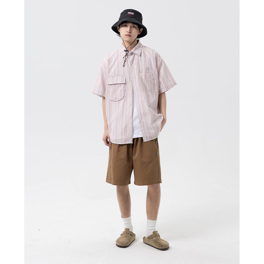 Multi-Stripe Relaxed Fit Short-Sleeve Shirt