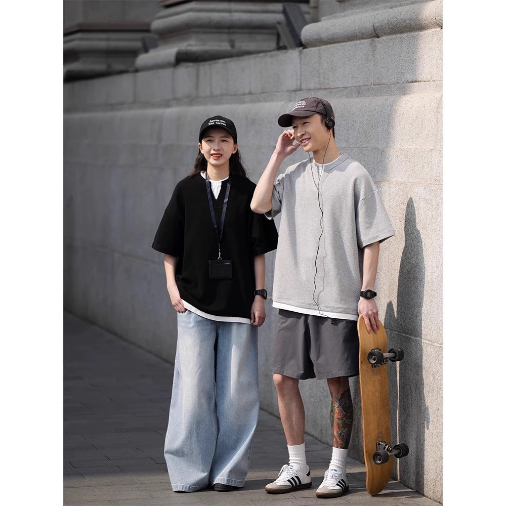 Layered Mockneck Split Tee