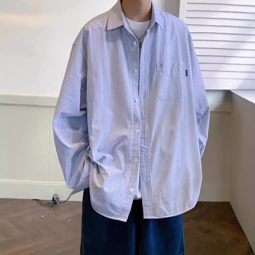 Loose Fit Pinstripe Cotton Shirt