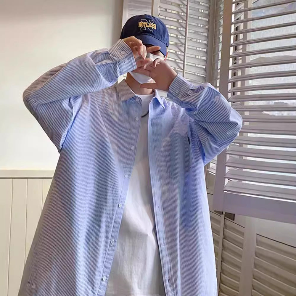 Loose Fit Pinstripe Cotton Shirt