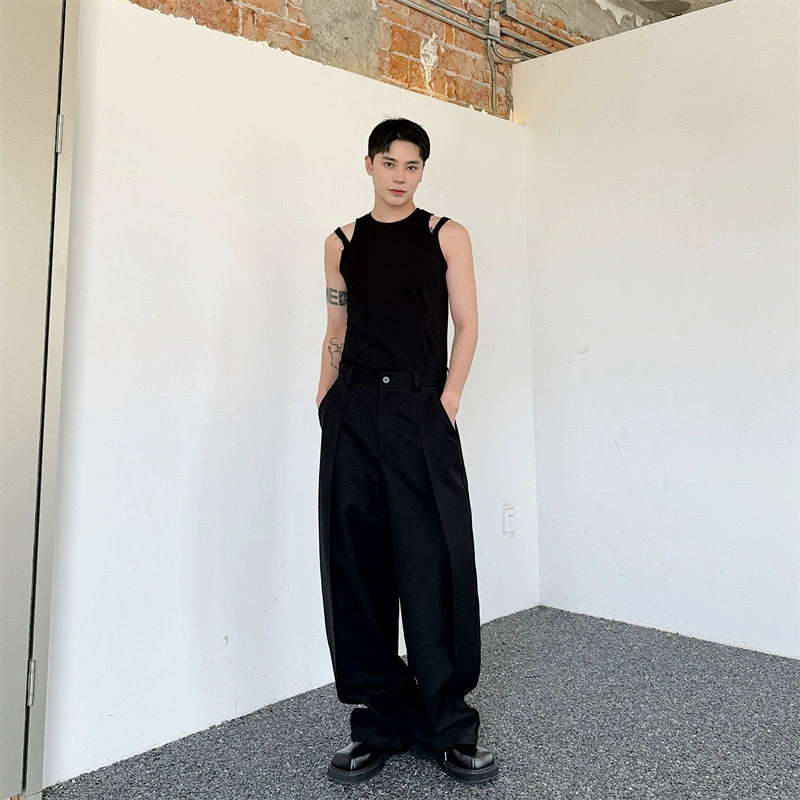 Wide Pleated Tailored Slacks