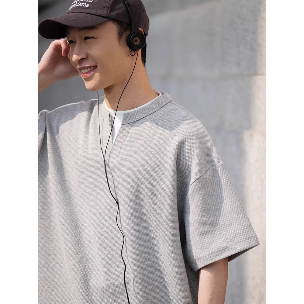 Layered Mockneck Split Tee