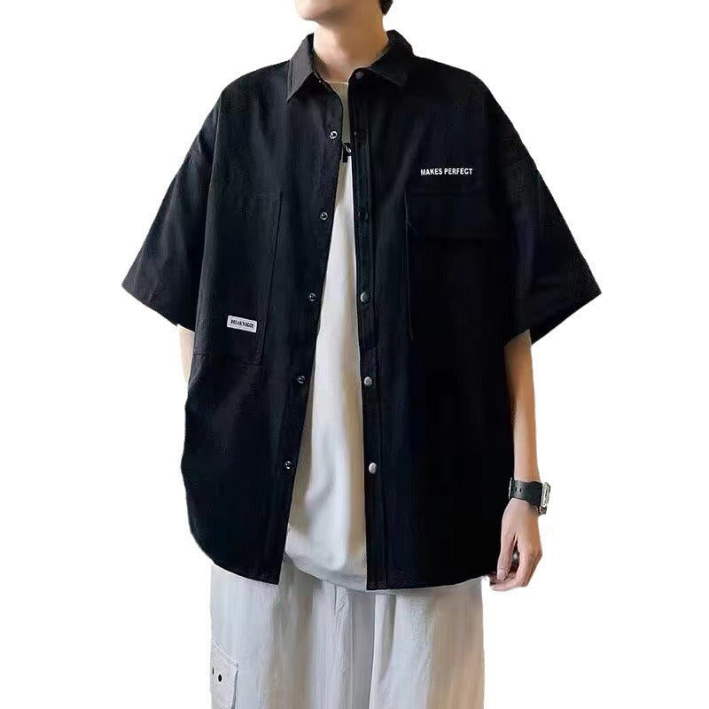 Oversized Utility Pocket Short Sleeve Shirt