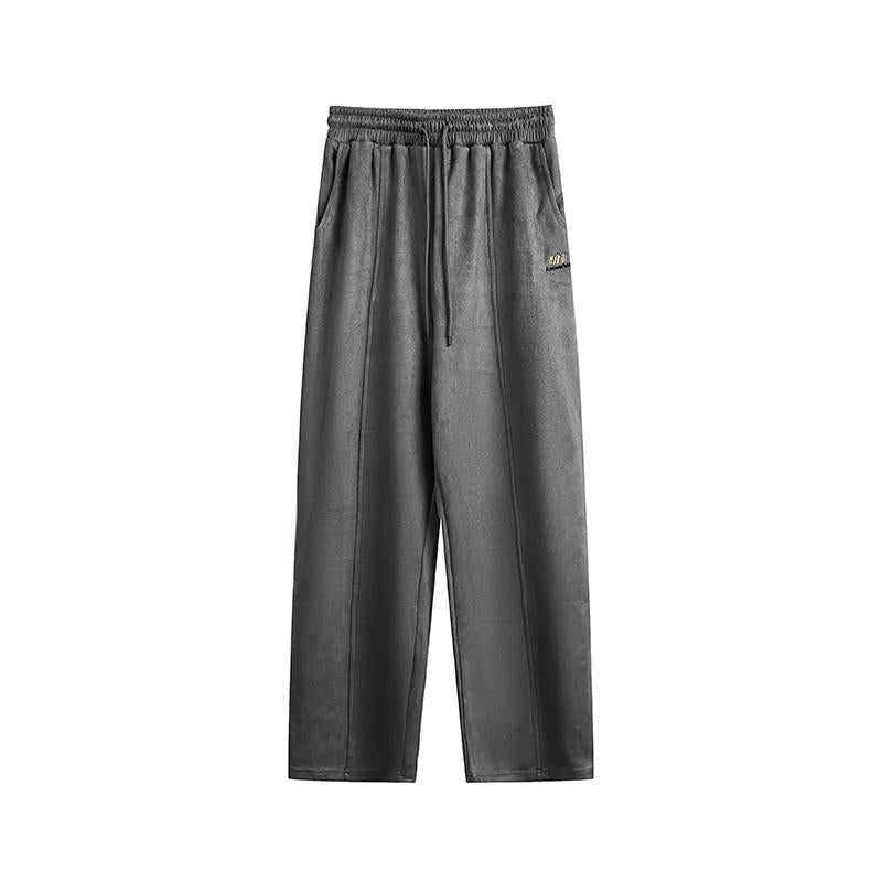 Velour Relaxed Wide-Leg Pants