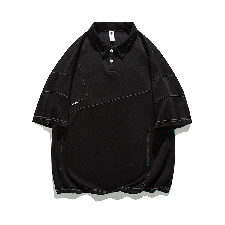 Contrast Stitch Oversized Polo Shirt