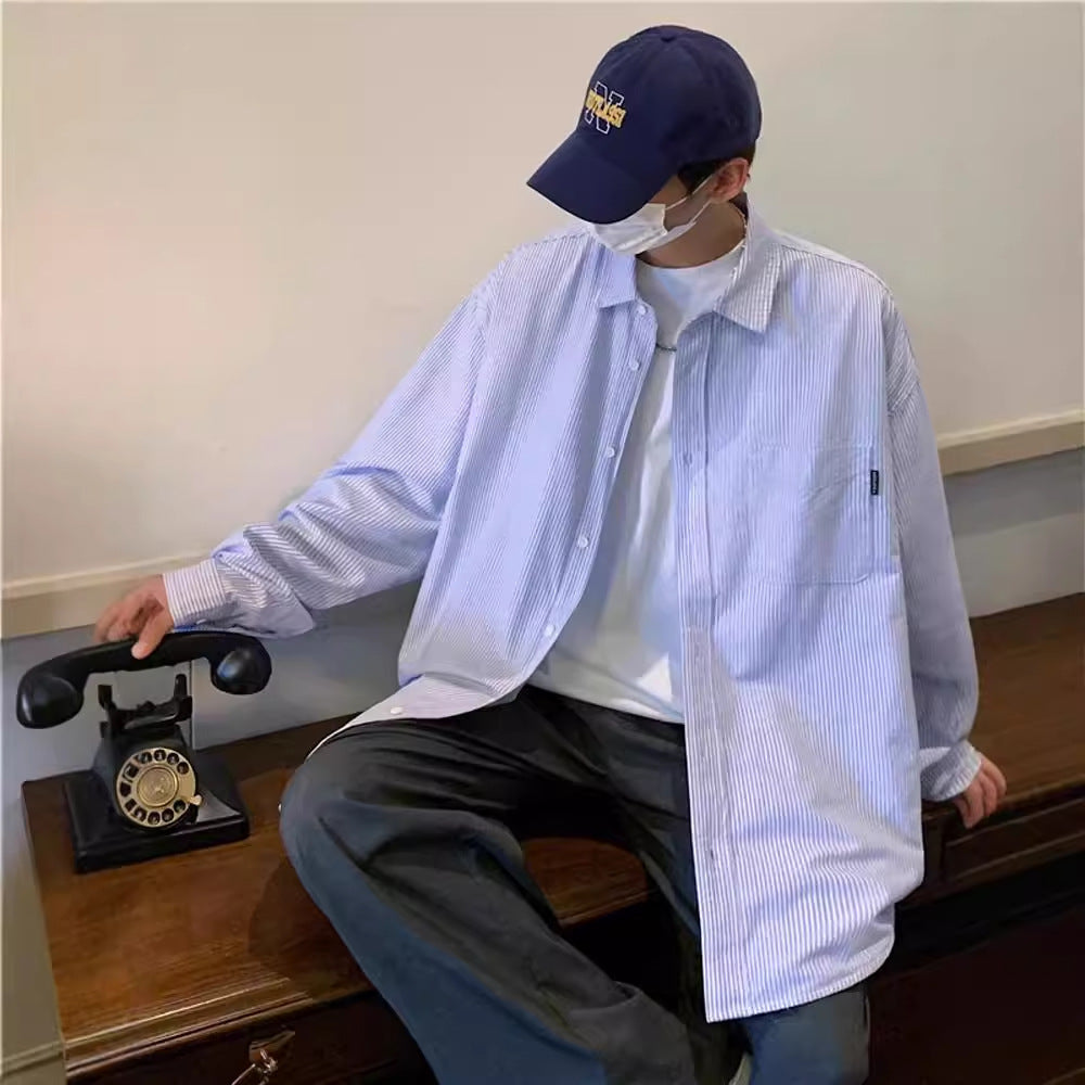 Loose Fit Pinstripe Cotton Shirt