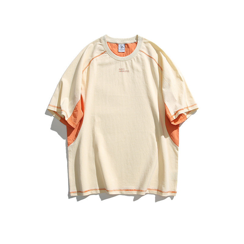 Contrast Fabric Panel Raglan T-Shirt