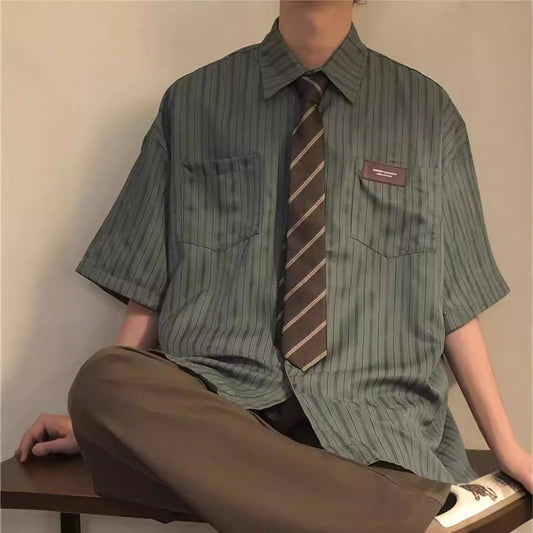 Retro Striped Short Sleeve Shirt
