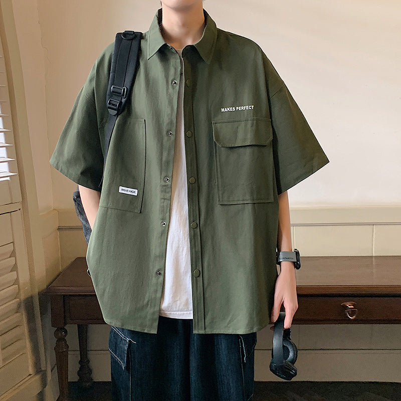 Oversized Utility Pocket Short Sleeve Shirt