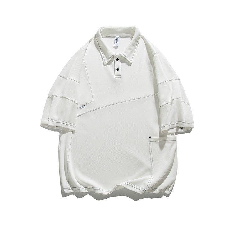 Contrast Stitch Oversized Polo Shirt