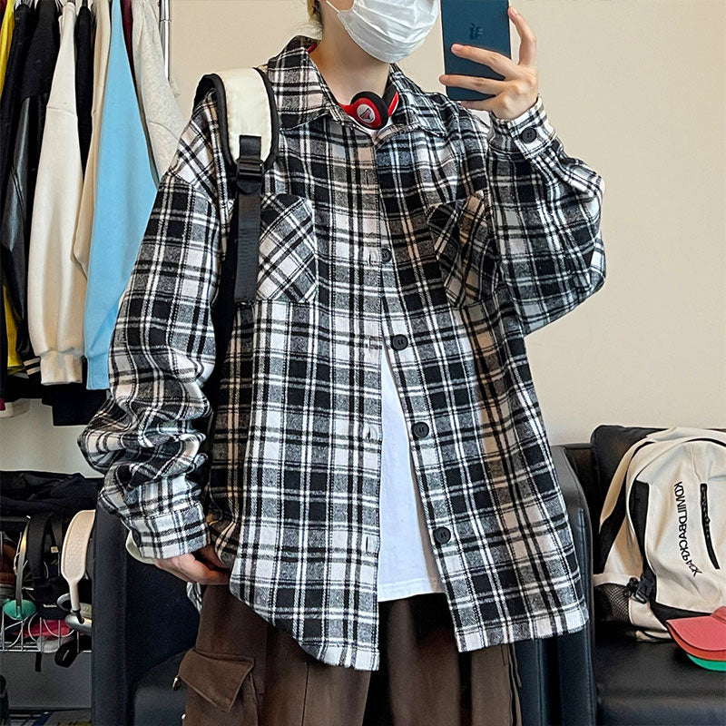 Oversized Vintage Check Flannel Shirt