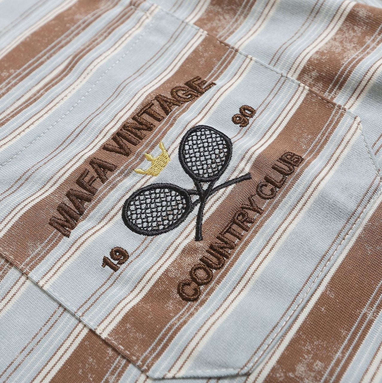 Lace-Up Striped Polo Shirt with Embroidered Pocket