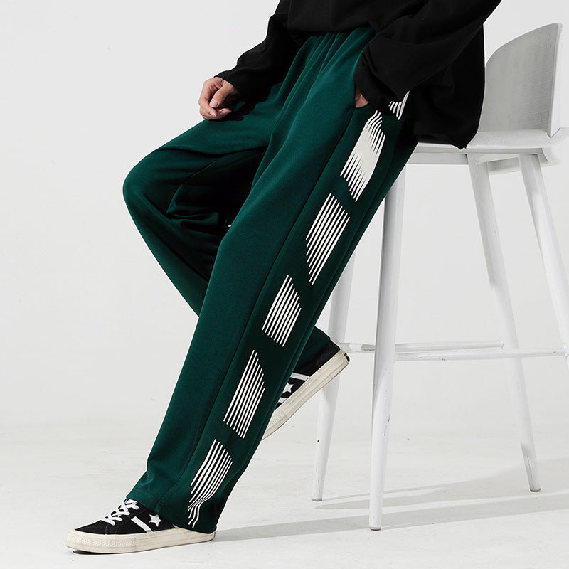 Reflective Stripe Wide-leg Track Pants